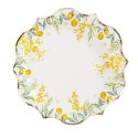 8 Assiettes Mimosa Citrons Feuillages et Or