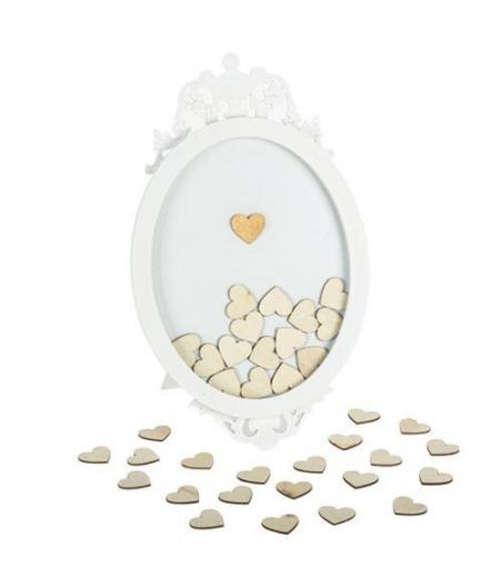 Cadre Livre d'Or Bois Blanc et Or