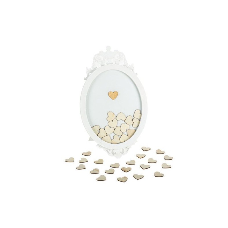 Cadre Livre d'Or Bois Blanc et Or