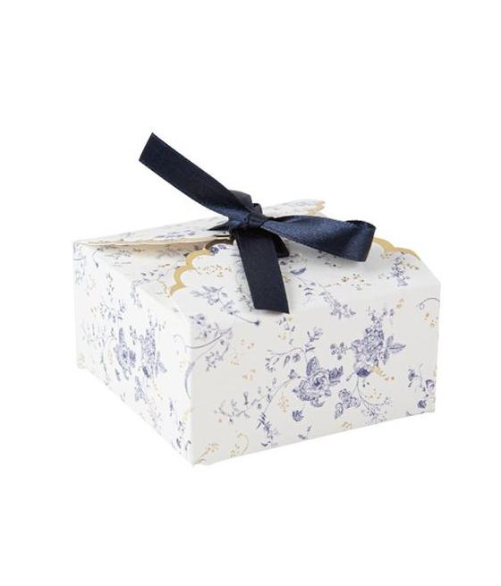 10 Contenants Toile de Jouy Blanc Bleu et Or