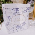 Urne Merci Toile de Jouy Blanc, Bleu et Or