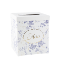 Urne Merci Toile de Jouy Blanc, Bleu et Or
