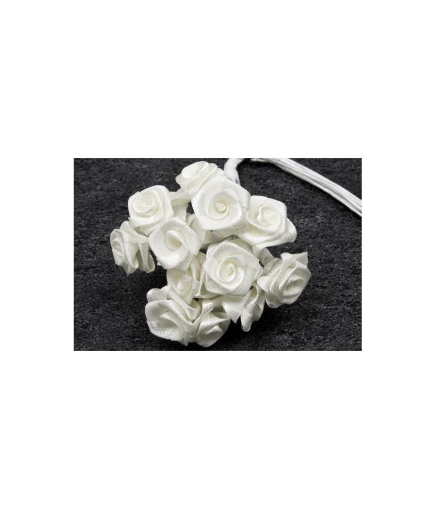 Mini-roses en satin blanc