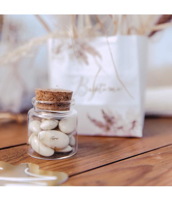 Fiole Bapteme Verre et Or + Bouchon Liege