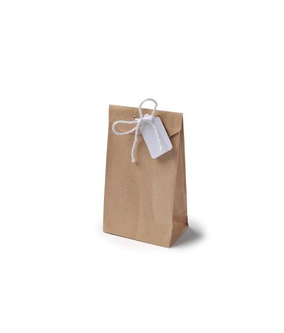 6 SACHETS KRAFT LIENS & ÉTIQUETTES BLANCHES 7,5X12,5CM