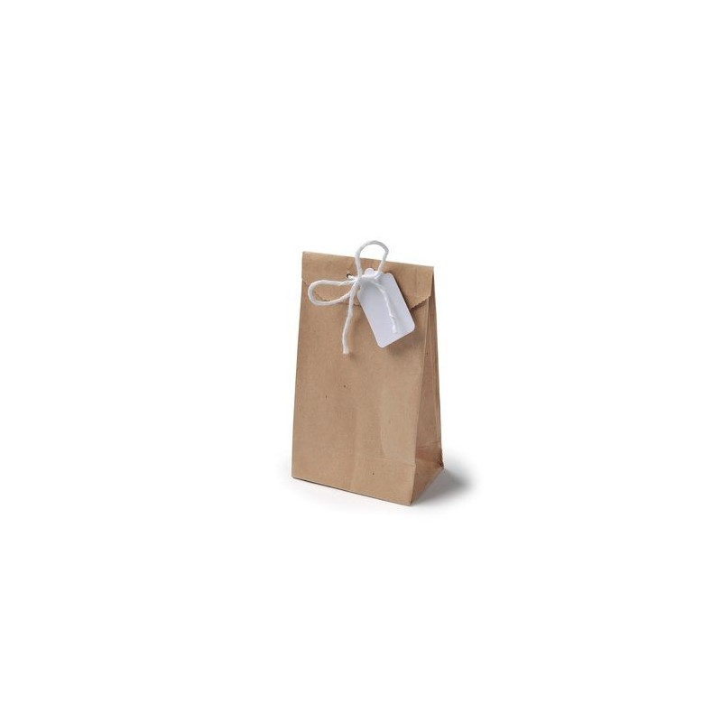 6 SACHETS KRAFT LIENS & ÉTIQUETTES BLANCHES 7,5X12,5CM