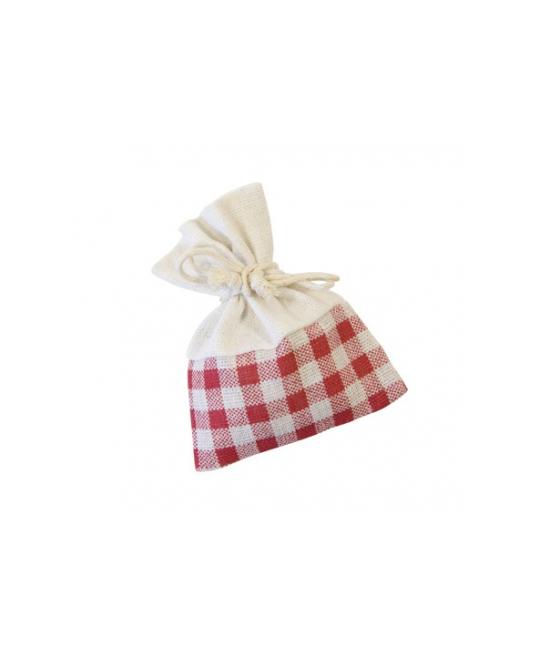 sachet en toile et tissu a carreaux
