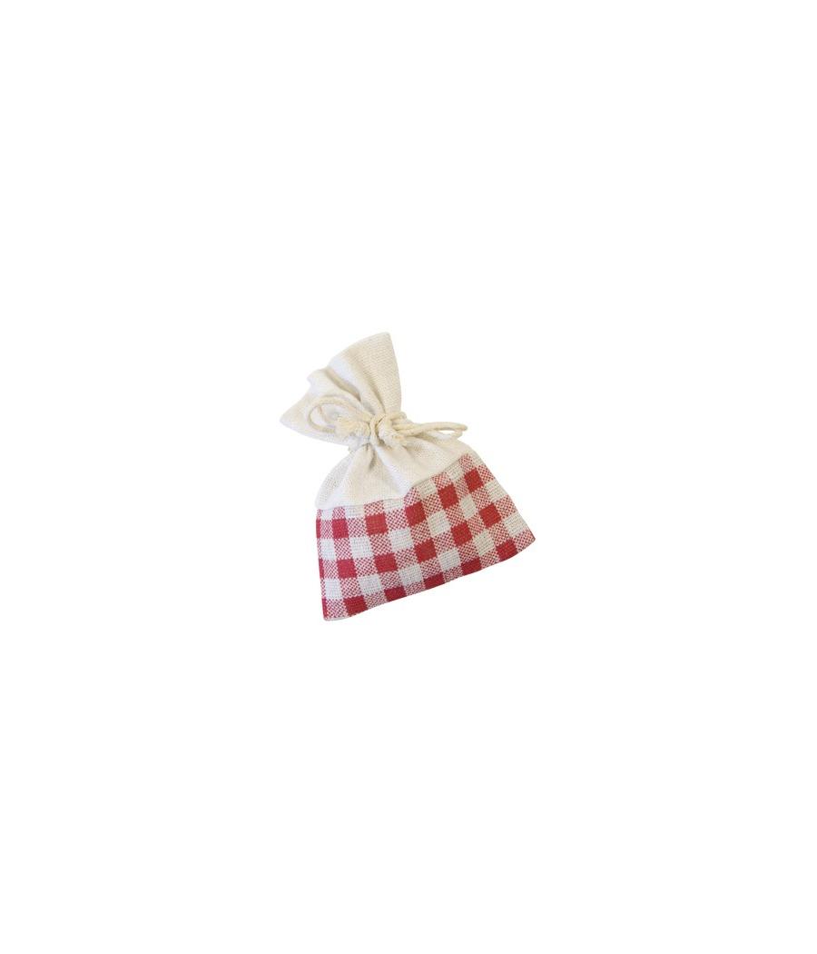sachet en toile et tissu a carreaux