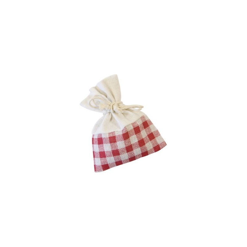 sachet en toile et tissu a carreaux