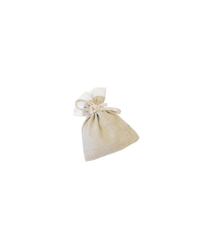 sachet en toile et tissu blanc
