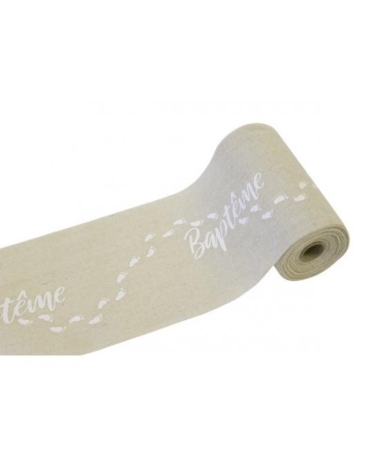 sur chemin de table en toile "bapteme"