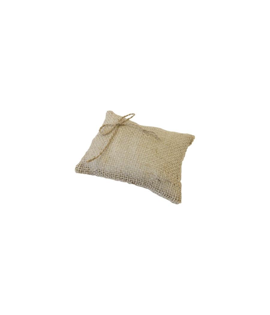 coussin d'alliances en toile avec lien corde