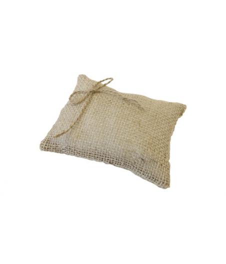 coussin d'alliances en toile avec lien corde