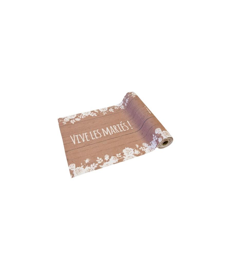 chemin de table en toile "vive les maries"