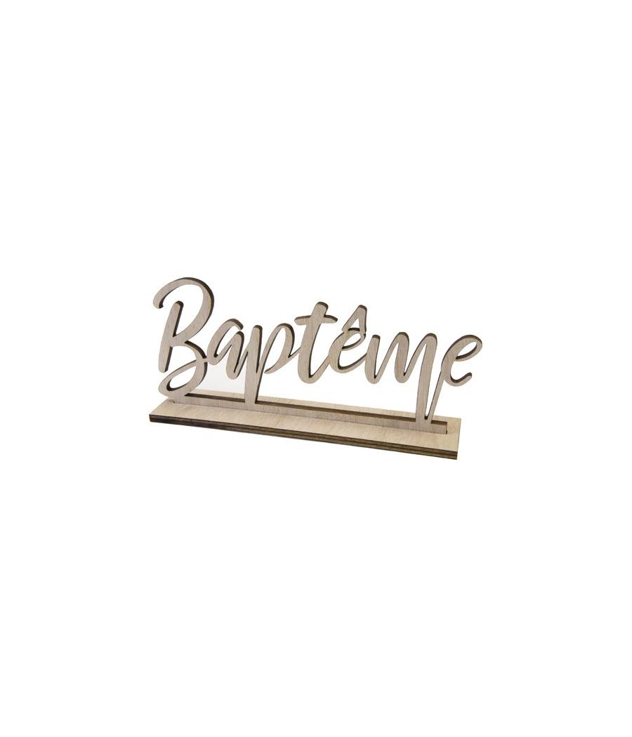 bapteme en bois decoration sur socle