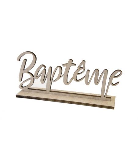 bapteme en bois decoration sur socle