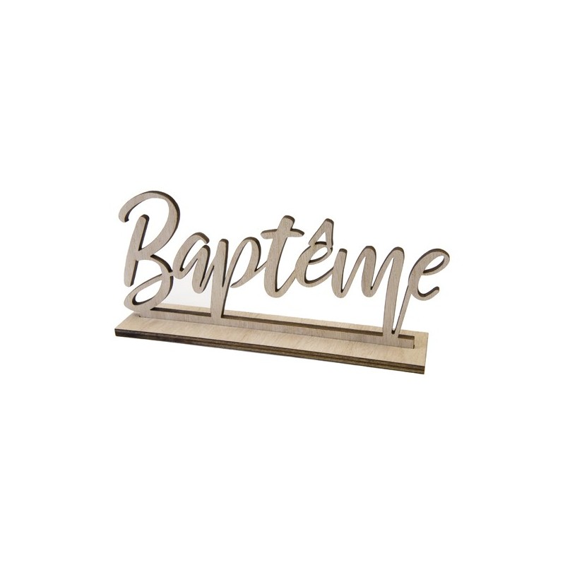 bapteme en bois decoration sur socle
