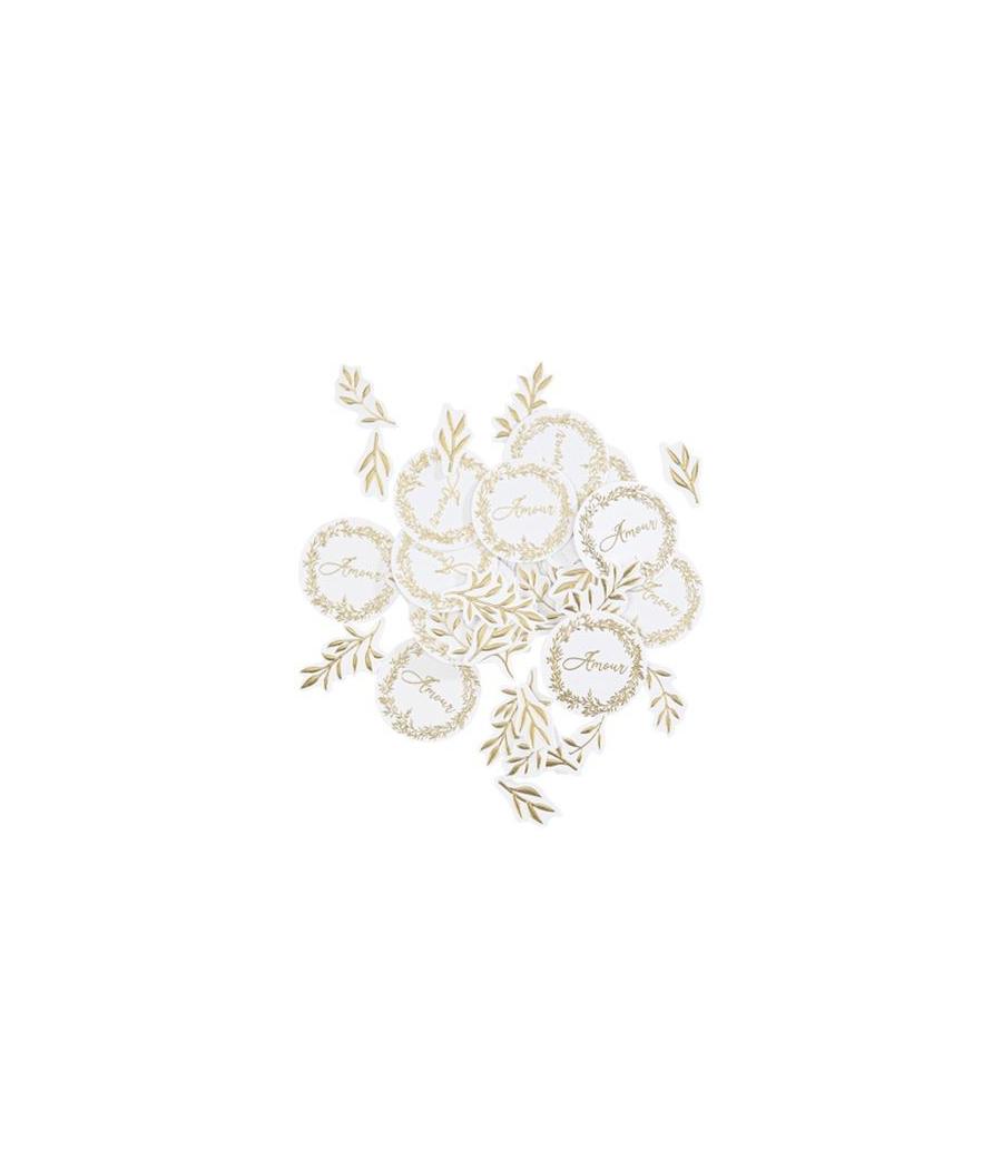 100 Confettis Jolis Brins Blancs et Or