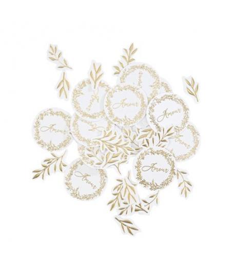 100 Confettis Jolis Brins Blancs et Or