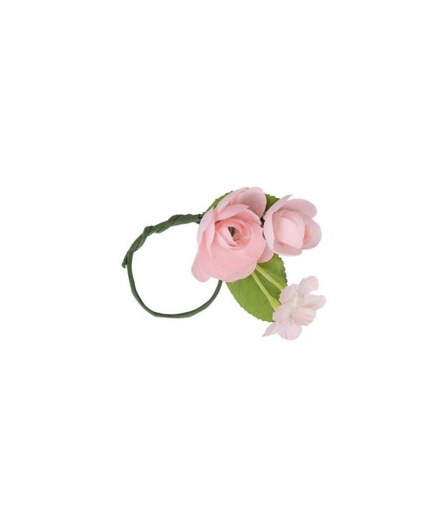 4 Ronds de Serviette Fleuris Rose