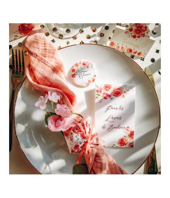 4 Ronds de Serviette Fleuris Rose