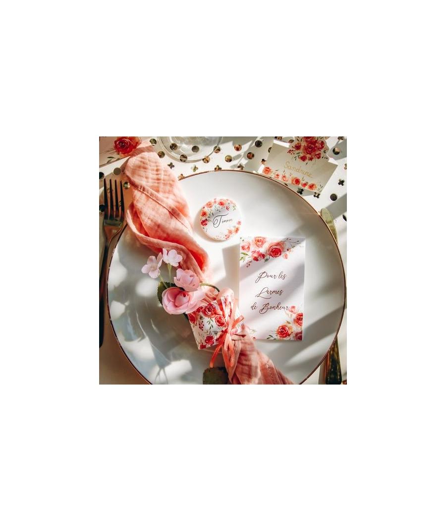 4 Ronds de Serviette Fleuris Rose