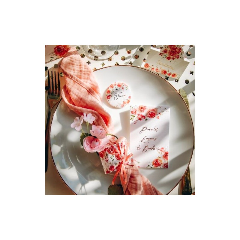 4 Ronds de Serviette Fleuris Rose