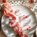 4 Ronds de Serviette Fleuris Rose