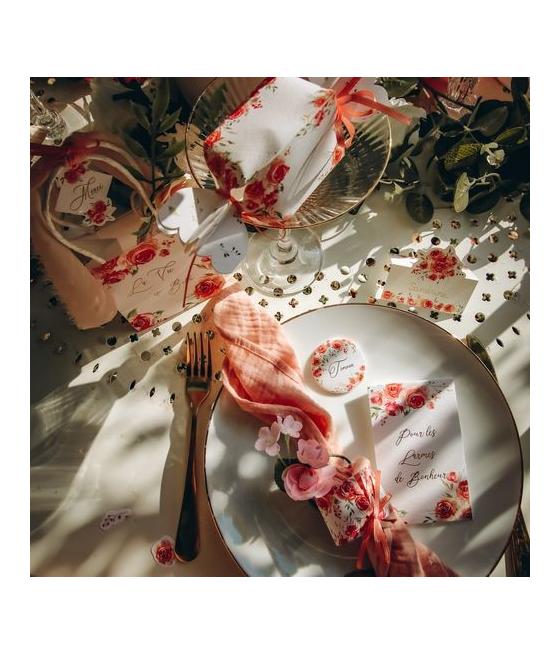 4 Ronds de Serviette Fleuris Rose