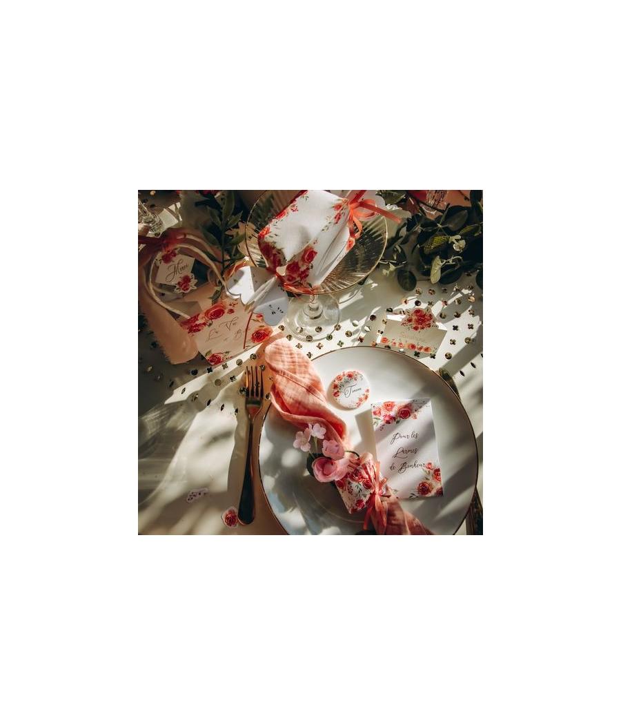 4 Ronds de Serviette Fleuris Rose