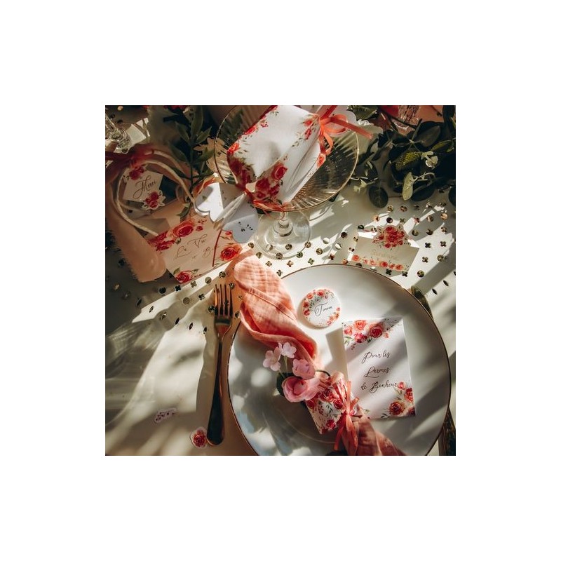 4 Ronds de Serviette Fleuris Rose