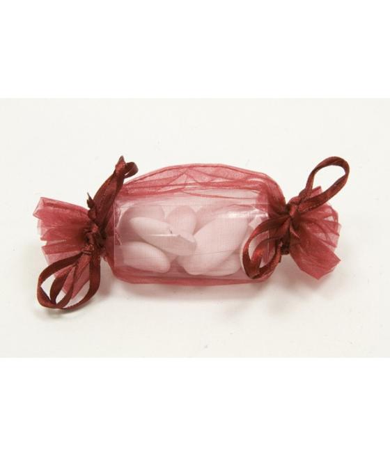  Sacs organza forme bonbon Bordeaux 