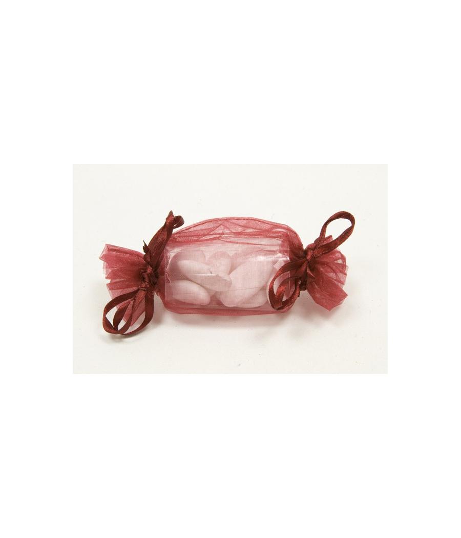  Sacs organza forme bonbon Bordeaux 