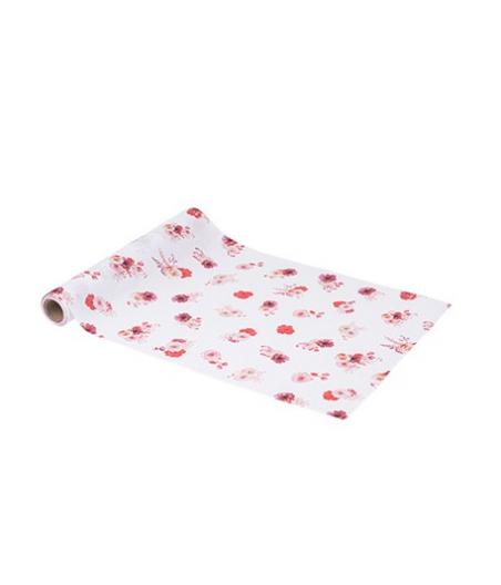 Chemin de Table Floral Tissu Blush et Rose