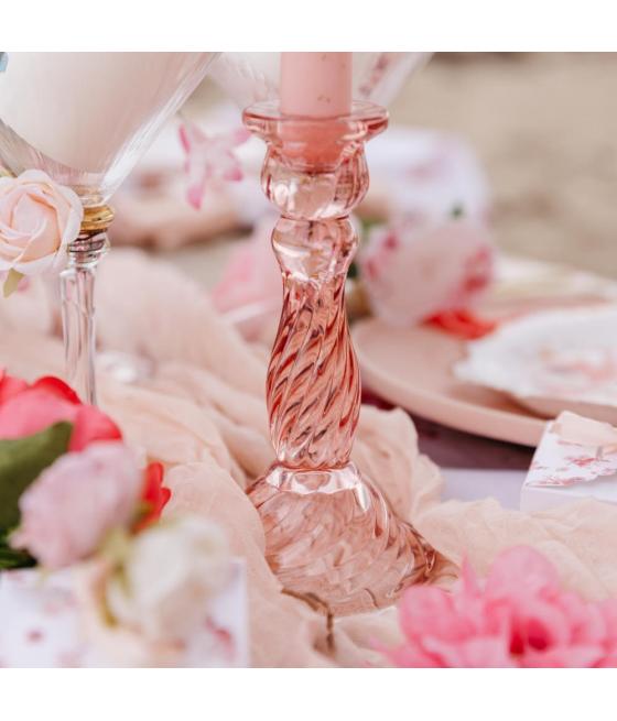 Bougeoir Astrid Verre Rose