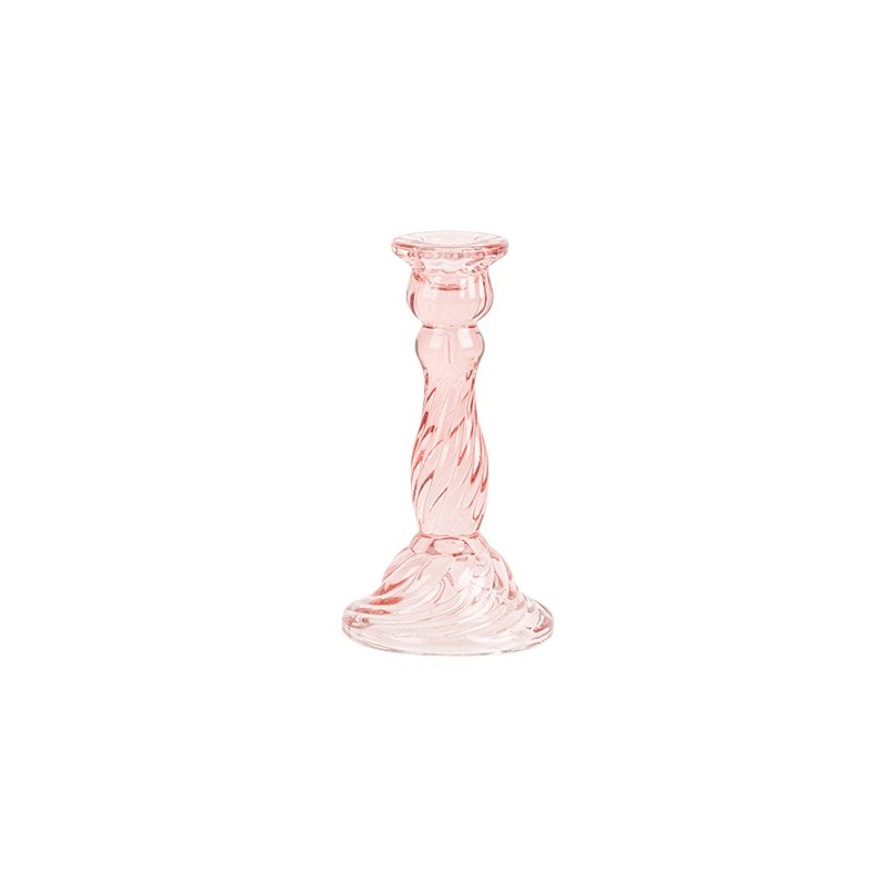 Bougeoir Astrid Verre Rose