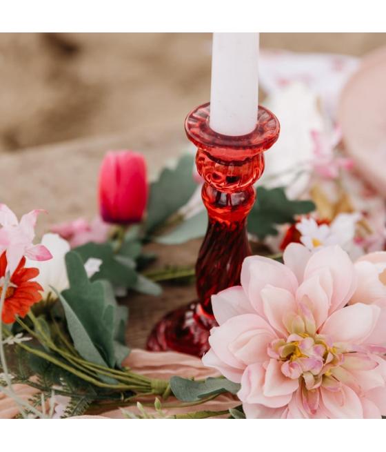 Bougeoir Astrid Verre Framboise