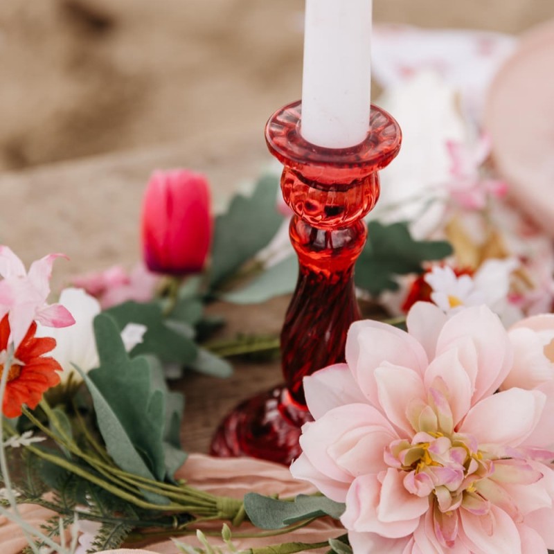 Bougeoir Astrid Verre Framboise