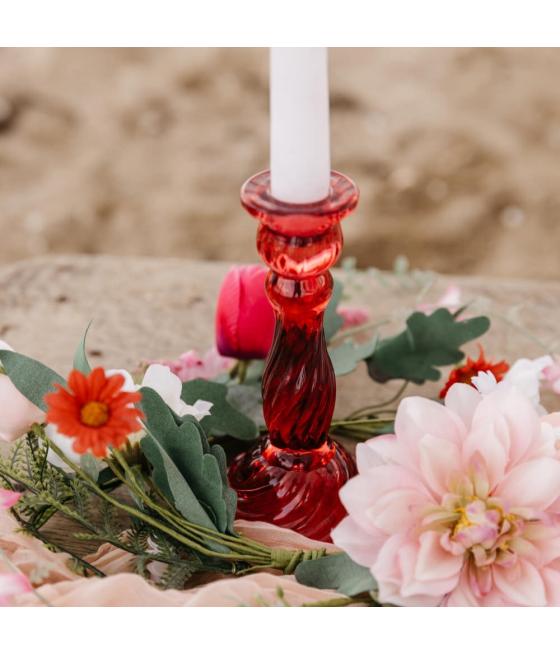 Bougeoir Astrid Verre Framboise