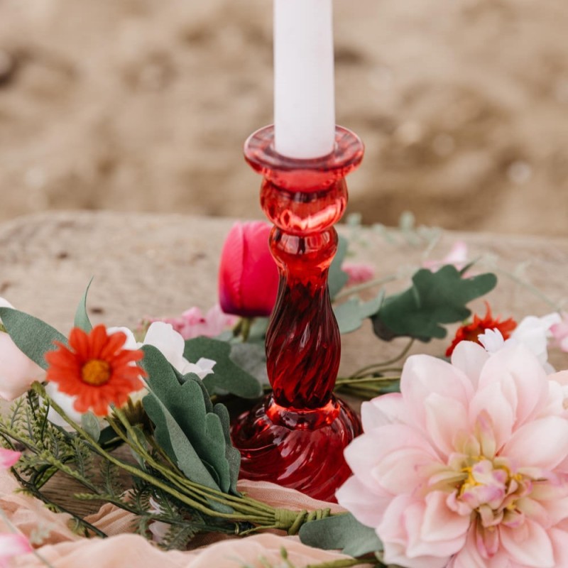 Bougeoir Astrid Verre Framboise