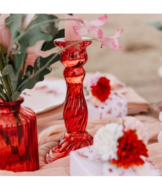 Bougeoir Astrid Verre Framboise