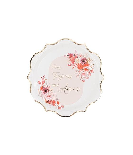 8 Assiettes "Pour Toujours Mon Amour"