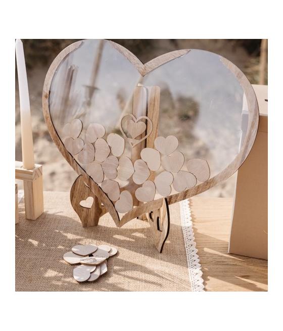 Livre d'Or Cœur Bois et Plexiglas