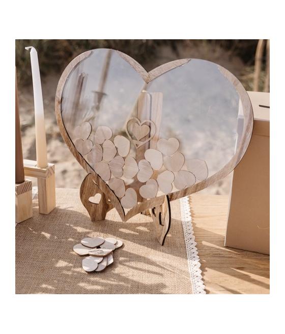 Livre d'Or Cœur Bois et Plexiglas