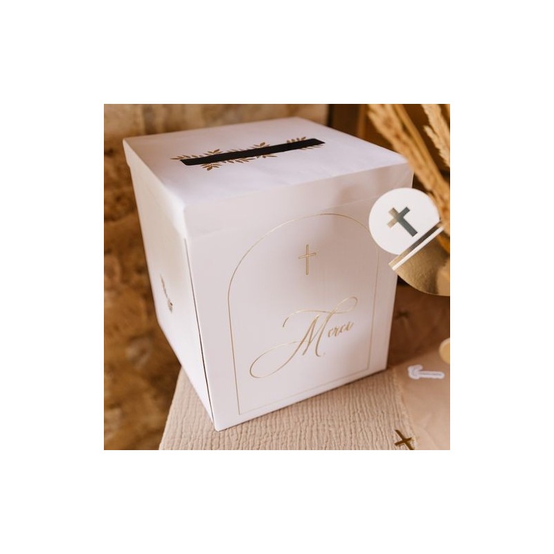 Urne Merci Pureté Blanche et Or