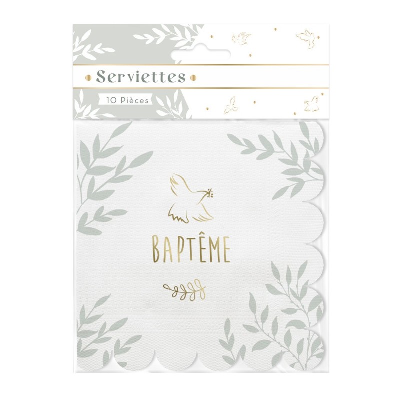 Pack 10 Serviettes Baptême