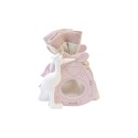 Sachet en toile dans support en bois avec cigogne Rose