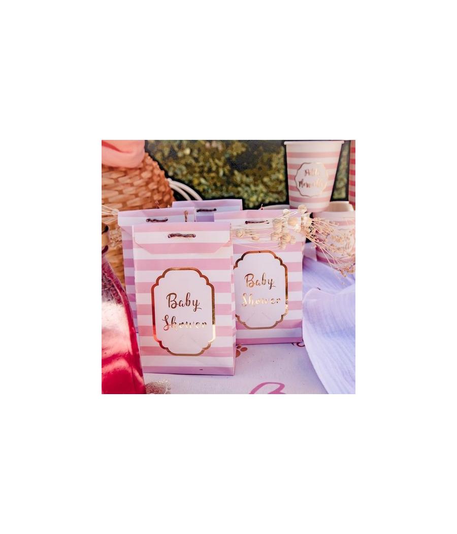 pochettes baby shower rose