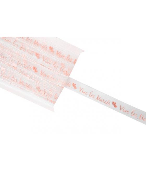 Ruban organza impression métal vive les mariés 5 m Rose Gold