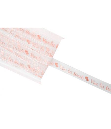Ruban organza impression métal vive les mariés 5 m Rose Gold